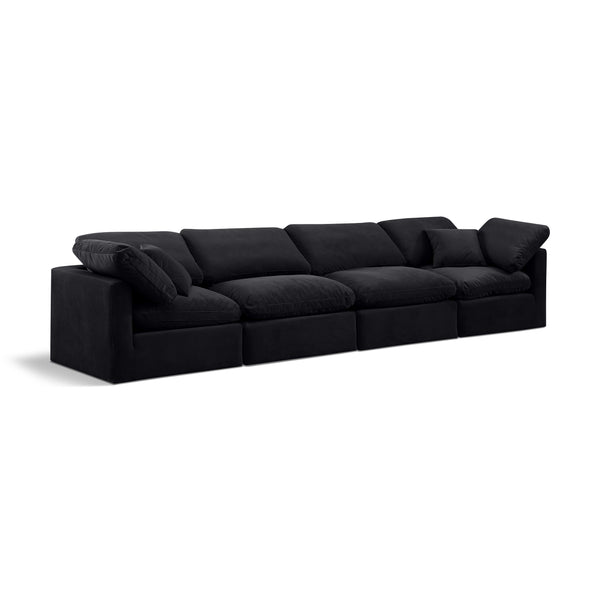 Meridian Indulge Black Velvet Modular Sofa IMAGE 1