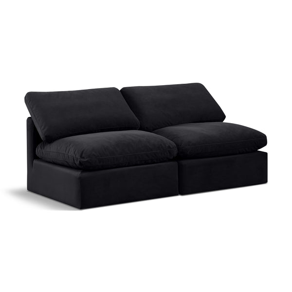 Meridian Indulge Black Velvet Modular Sofa IMAGE 1