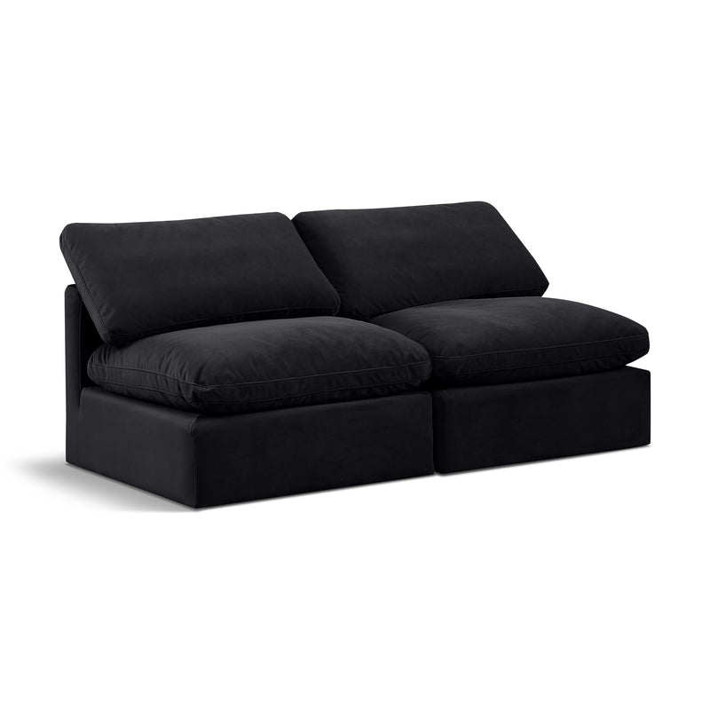 Meridian Indulge Black Velvet Modular Sofa IMAGE 1