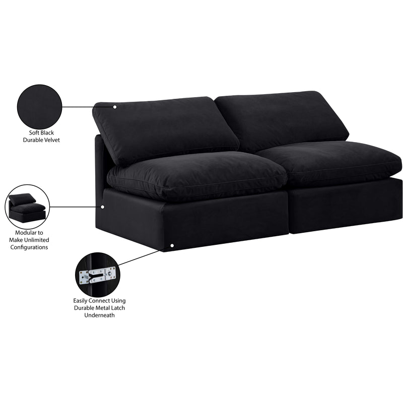 Meridian Indulge Black Velvet Modular Sofa IMAGE 7