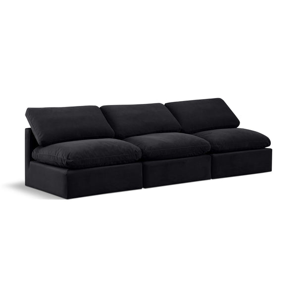 Meridian Indulge Black Velvet Modular Sofa IMAGE 1