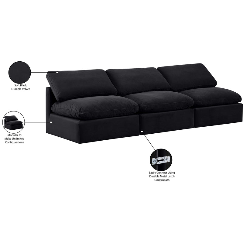Meridian Indulge Black Velvet Modular Sofa IMAGE 7
