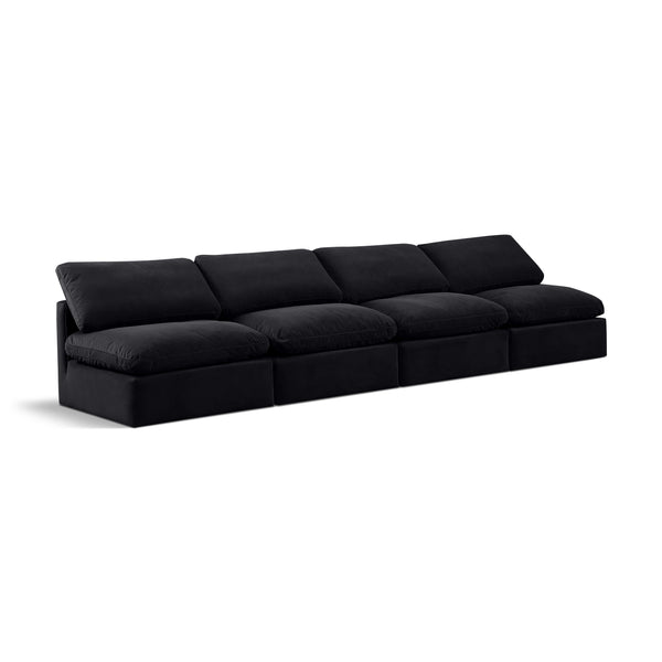 Meridian Indulge Black Velvet Modular Sofa IMAGE 1