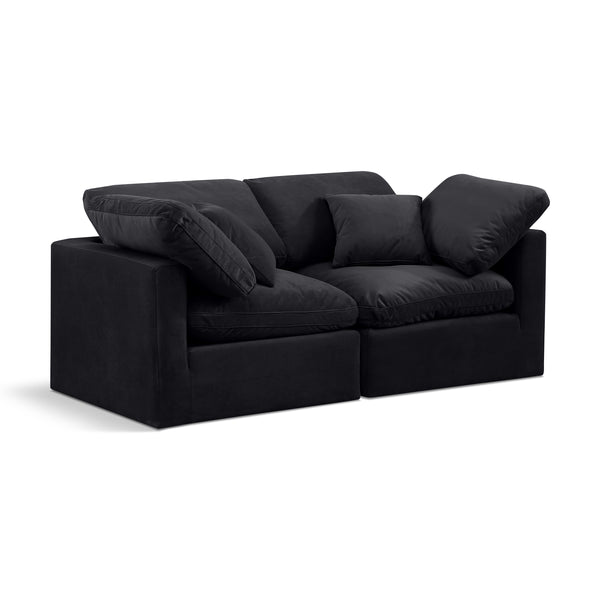 Meridian Indulge Black Velvet Modular Sofa IMAGE 1
