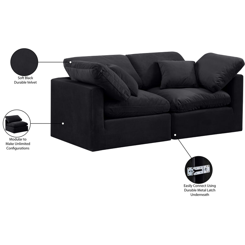 Meridian Indulge Black Velvet Modular Sofa IMAGE 8