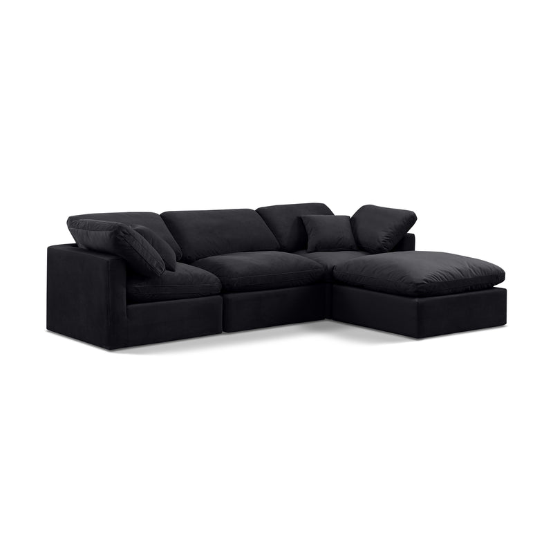 Meridian Indulge Black Velvet Modular Sectional IMAGE 1