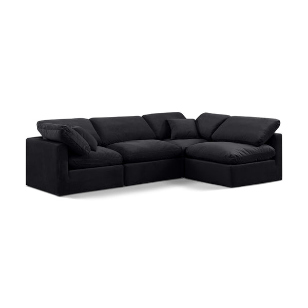 Meridian Indulge Black Velvet Modular Sectional IMAGE 1