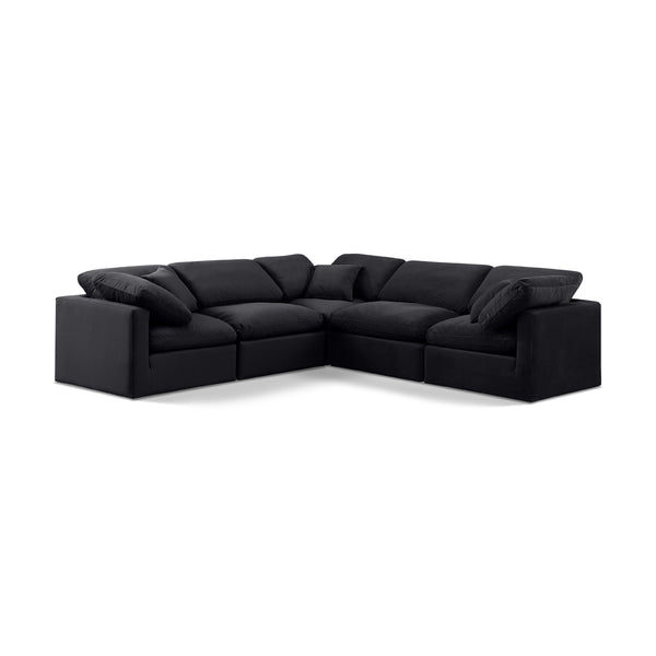 Meridian Indulge Black Velvet Modular Sectional IMAGE 1