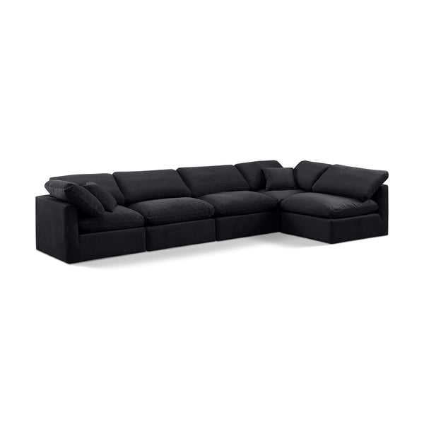 Meridian Indulge Black Velvet Modular Sectional IMAGE 1