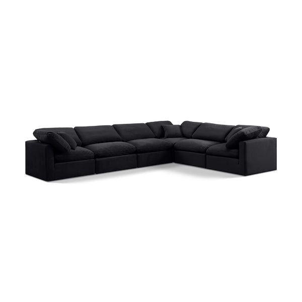 Meridian Indulge Black Velvet Modular Sectional IMAGE 1