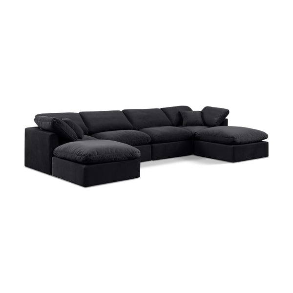 Meridian Indulge Black Velvet Modular Sectional IMAGE 1