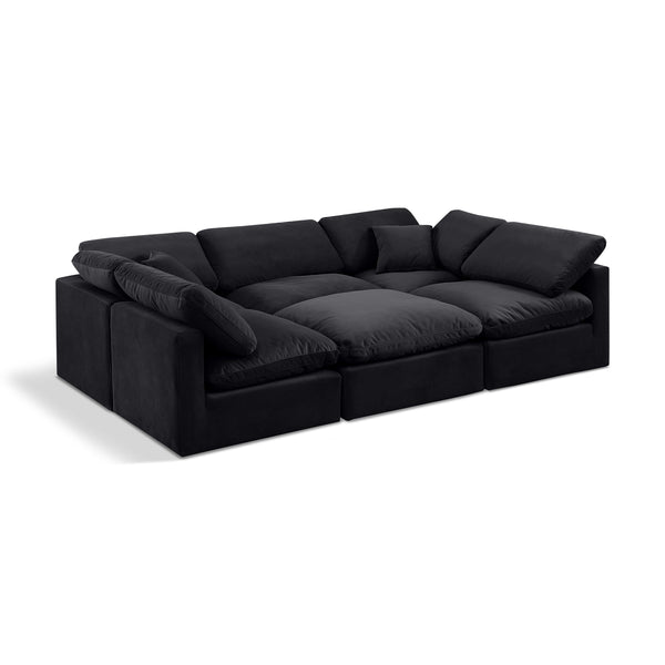 Meridian Indulge Black Velvet Modular Sectional IMAGE 1