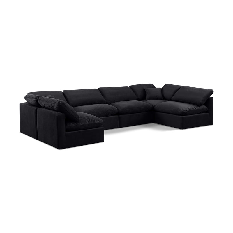 Meridian Indulge Black Velvet Modular Sectional IMAGE 1