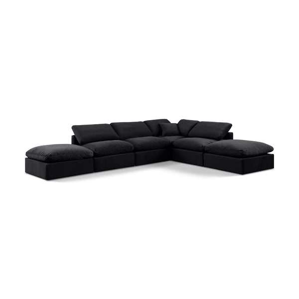 Meridian Indulge Black Velvet Modular Sectional IMAGE 1