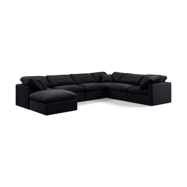 Meridian Indulge Black Velvet Modular Sectional IMAGE 1