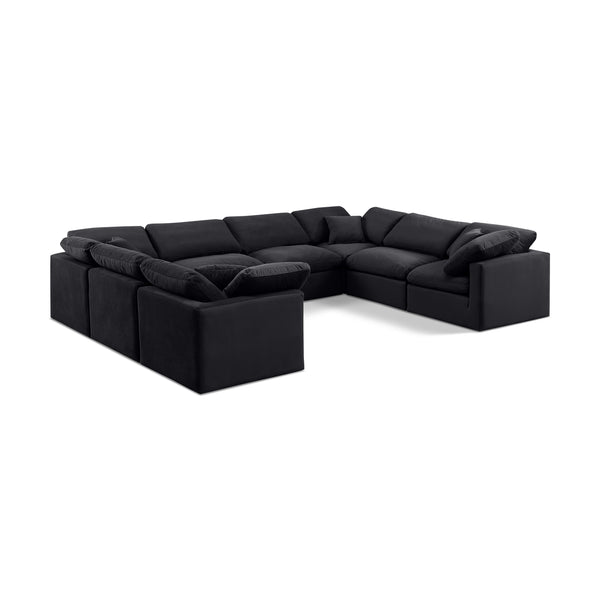 Meridian Indulge Black Velvet Modular Sectional IMAGE 1