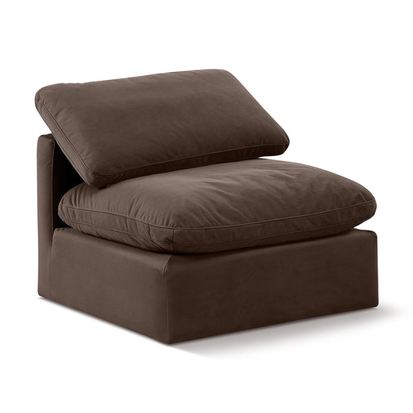 Meridian Indulge Brown Velvet Armless Chair IMAGE 1