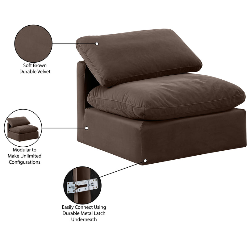 Meridian Indulge Brown Velvet Armless Chair IMAGE 8