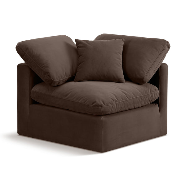 Meridian Indulge Brown Velvet Corner Chair IMAGE 1