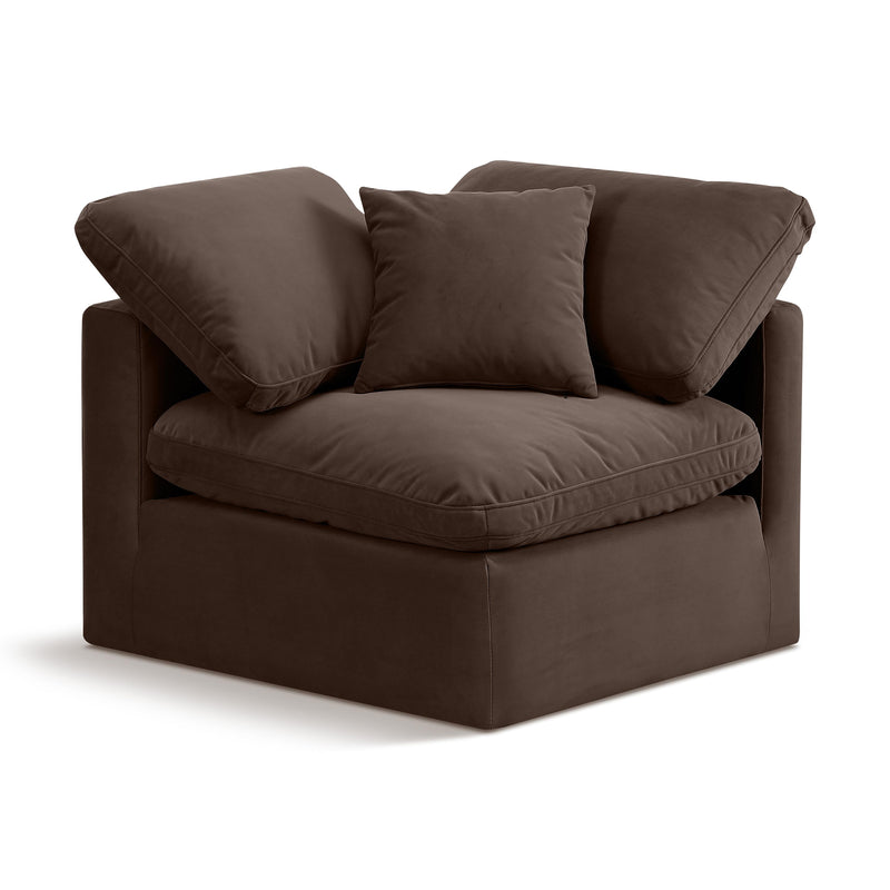 Meridian Indulge Brown Velvet Corner Chair IMAGE 1