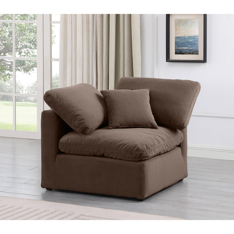 Meridian Indulge Brown Velvet Corner Chair IMAGE 2