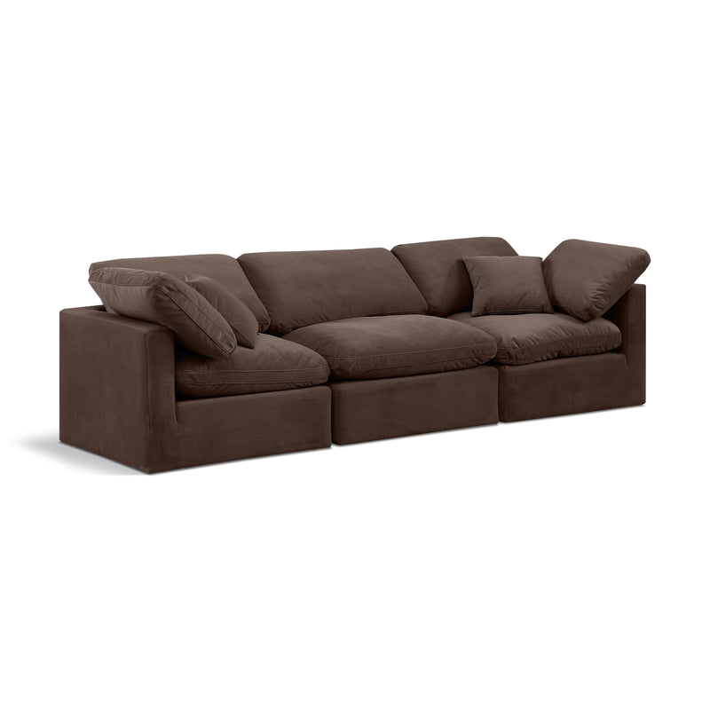 Meridian Indulge Brown Velvet Modular Sofa IMAGE 1