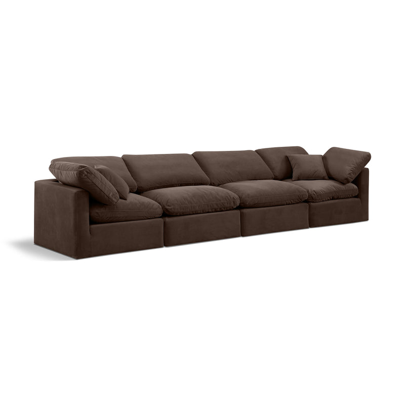 Meridian Indulge Brown Velvet Modular Sofa IMAGE 1