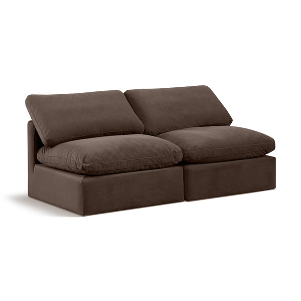 Meridian Indulge Brown Velvet Modular Sofa IMAGE 1