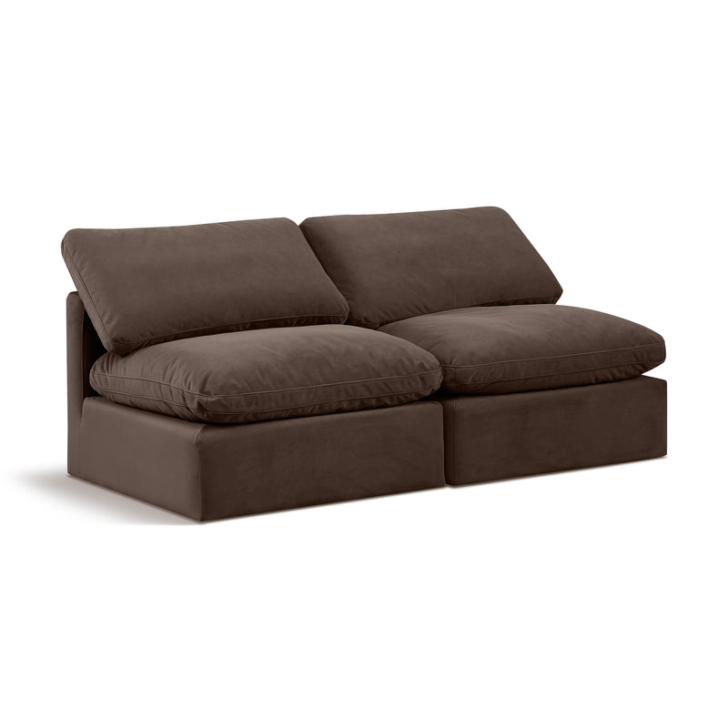 Meridian Indulge Brown Velvet Modular Sofa IMAGE 1