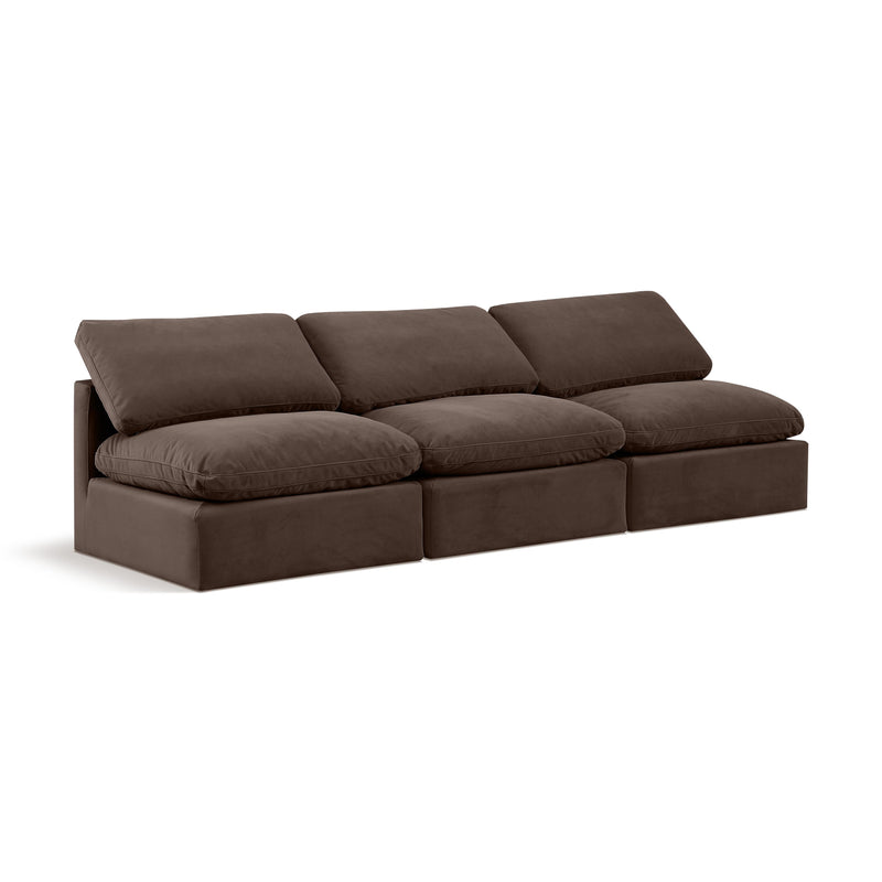 Meridian Indulge Brown Velvet Modular Sofa IMAGE 1