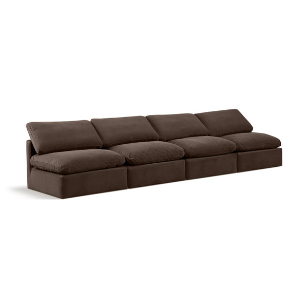 Meridian Indulge Brown Velvet Modular Sofa IMAGE 1