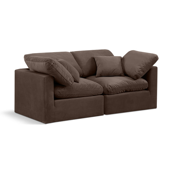 Meridian Indulge Brown Velvet Modular Sofa IMAGE 1