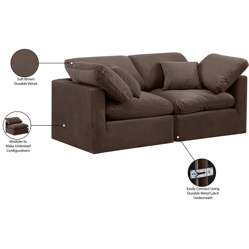 Meridian Indulge Brown Velvet Modular Sofa IMAGE 8