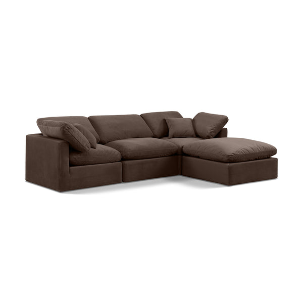 Meridian Indulge Brown Velvet Modular Sectional IMAGE 1