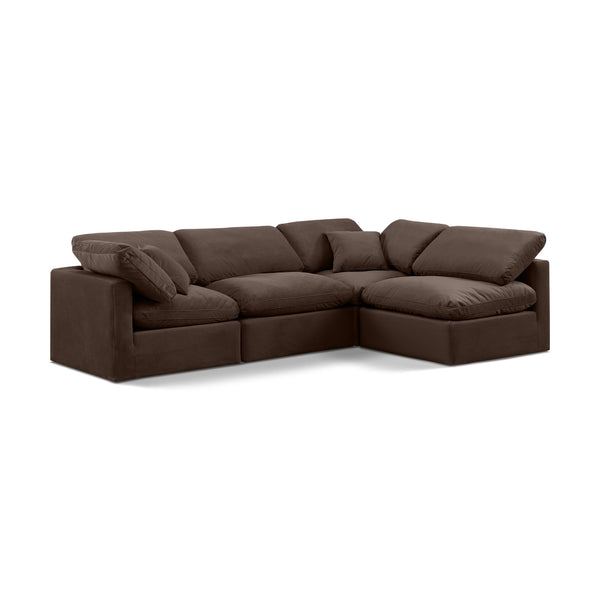 Meridian Indulge Brown Velvet Modular Sectional IMAGE 1