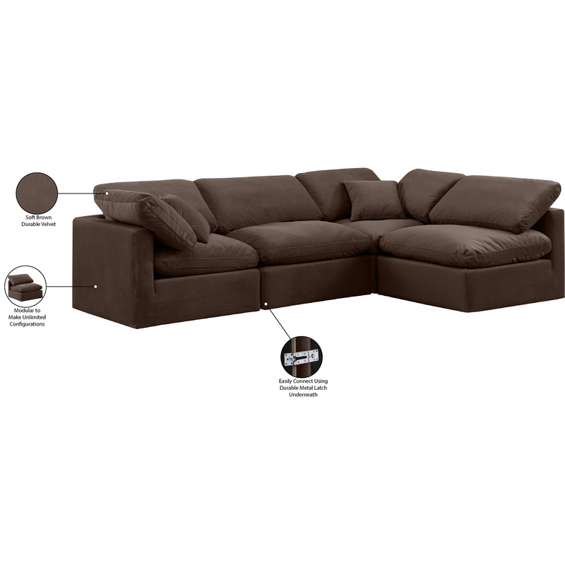 Meridian Indulge Brown Velvet Modular Sectional IMAGE 9
