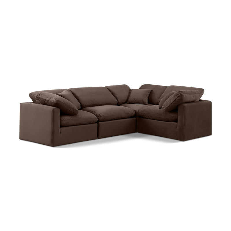Meridian Indulge Brown Velvet Modular Sectional IMAGE 1
