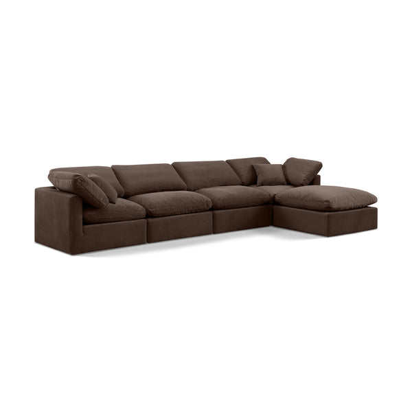 Meridian Indulge Brown Velvet Modular Sectional IMAGE 1