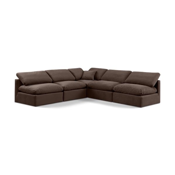 Meridian Indulge Brown Velvet Modular Sectional IMAGE 1