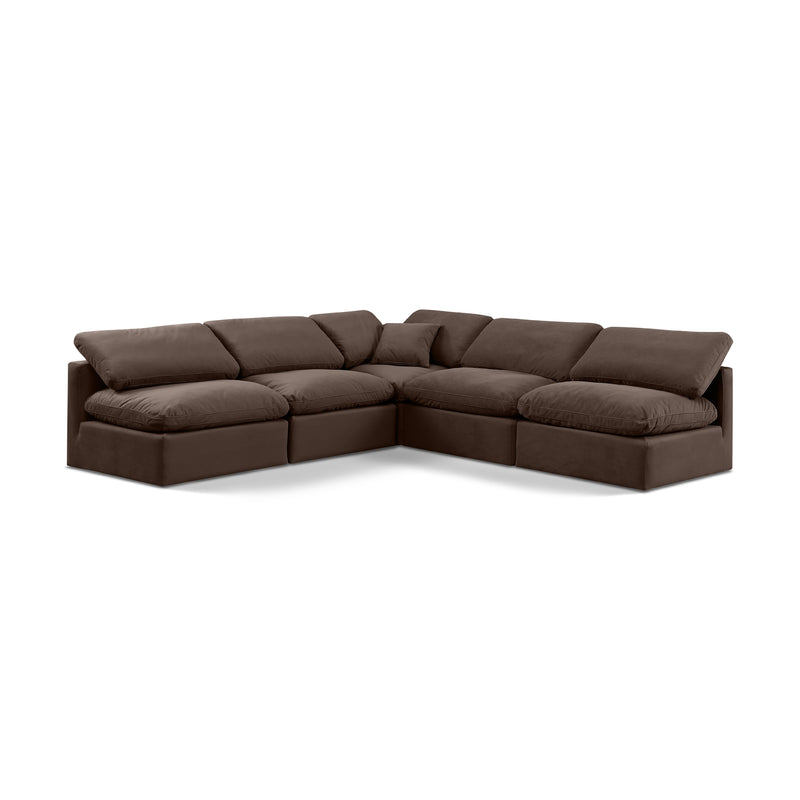 Meridian Indulge Brown Velvet Modular Sectional IMAGE 1