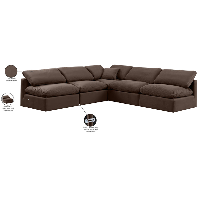 Meridian Indulge Brown Velvet Modular Sectional IMAGE 8
