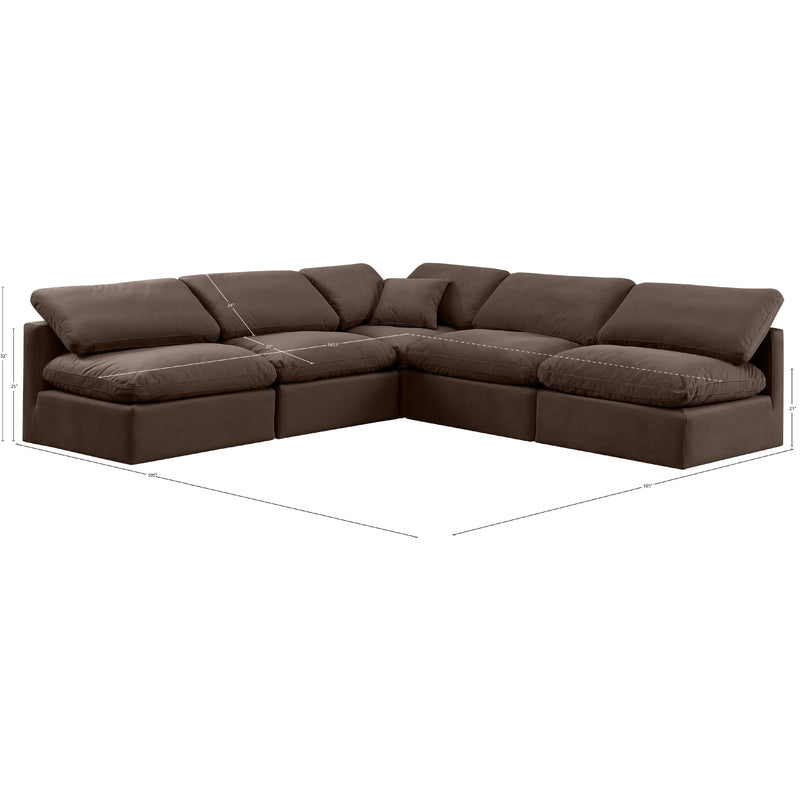 Meridian Indulge Brown Velvet Modular Sectional IMAGE 9