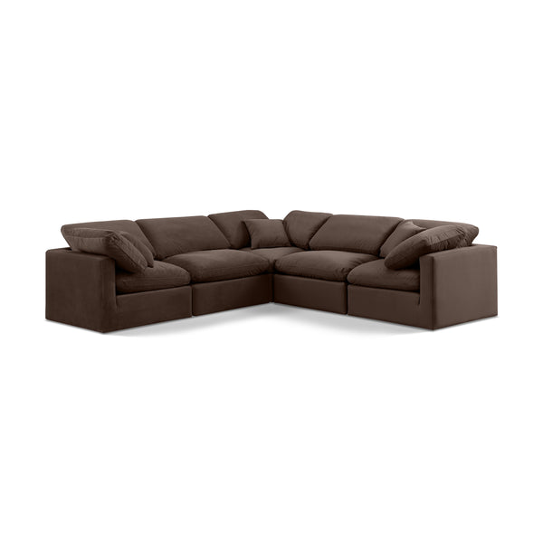 Meridian Indulge Brown Velvet Modular Sectional IMAGE 1