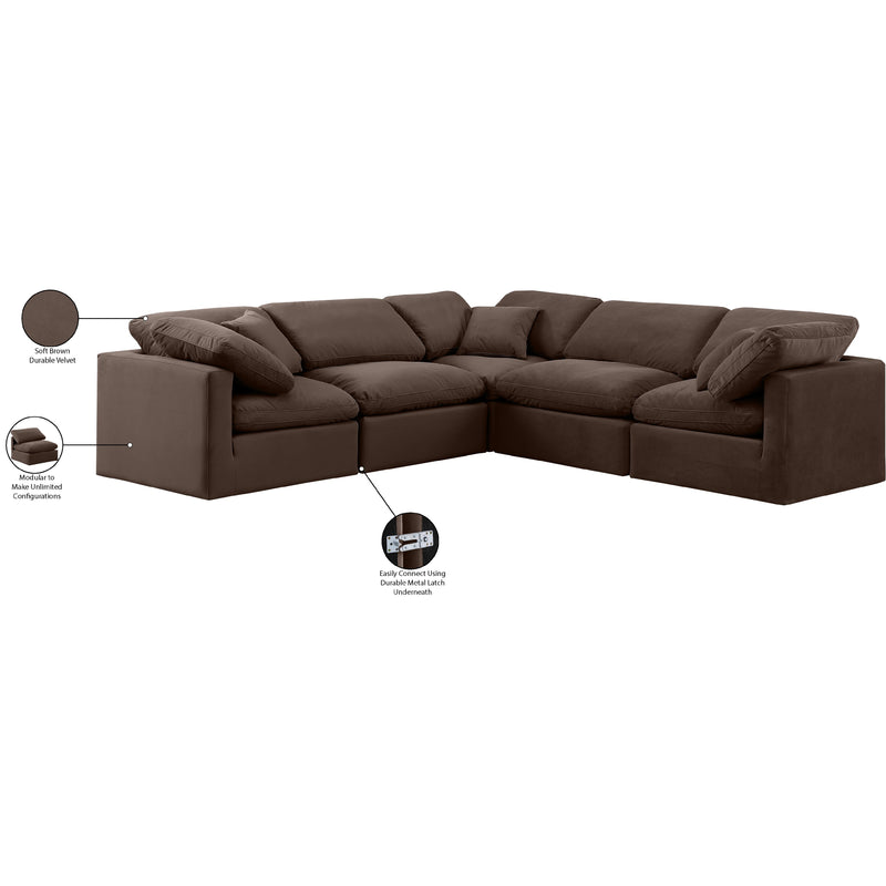 Meridian Indulge Brown Velvet Modular Sectional IMAGE 9
