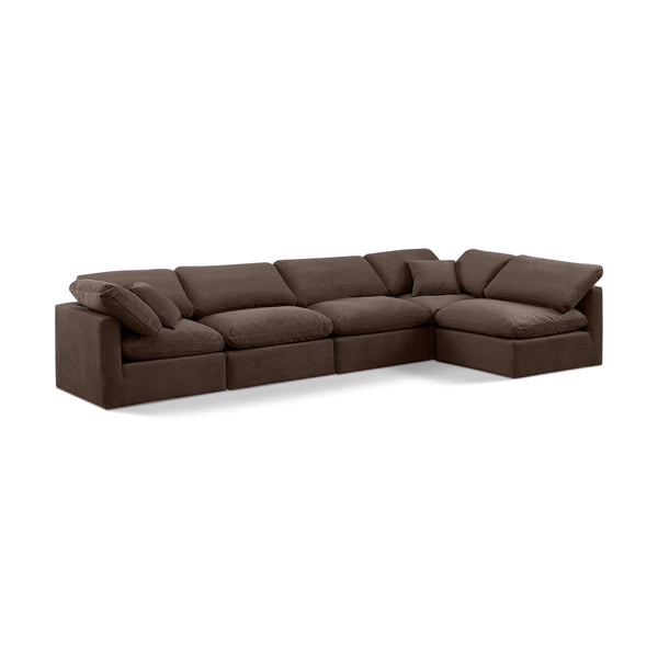 Meridian Indulge Brown Velvet Modular Sectional IMAGE 1