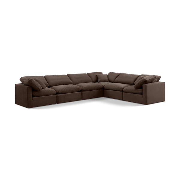 Meridian Indulge Brown Velvet Modular Sectional IMAGE 1