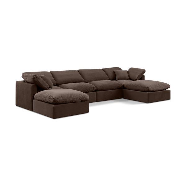 Meridian Indulge Brown Velvet Modular Sectional IMAGE 1
