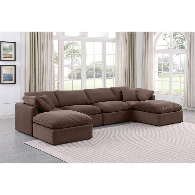 Meridian Indulge Brown Velvet Modular Sectional IMAGE 2