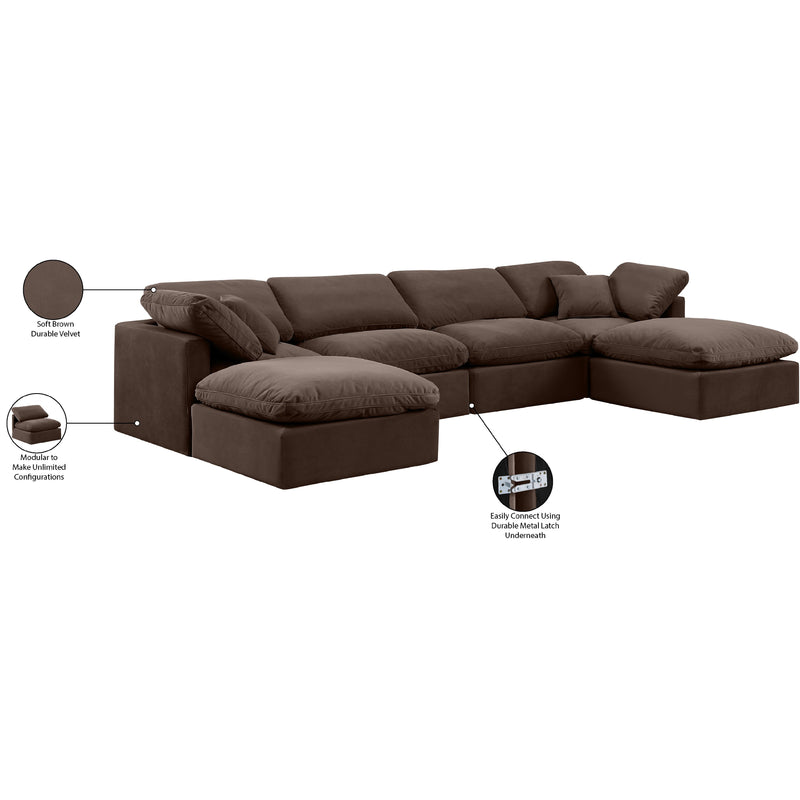 Meridian Indulge Brown Velvet Modular Sectional IMAGE 7