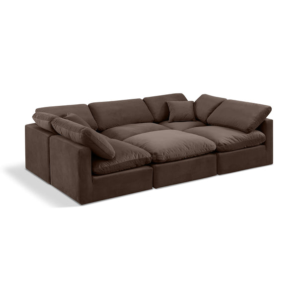Meridian Indulge Brown Velvet Modular Sectional IMAGE 1